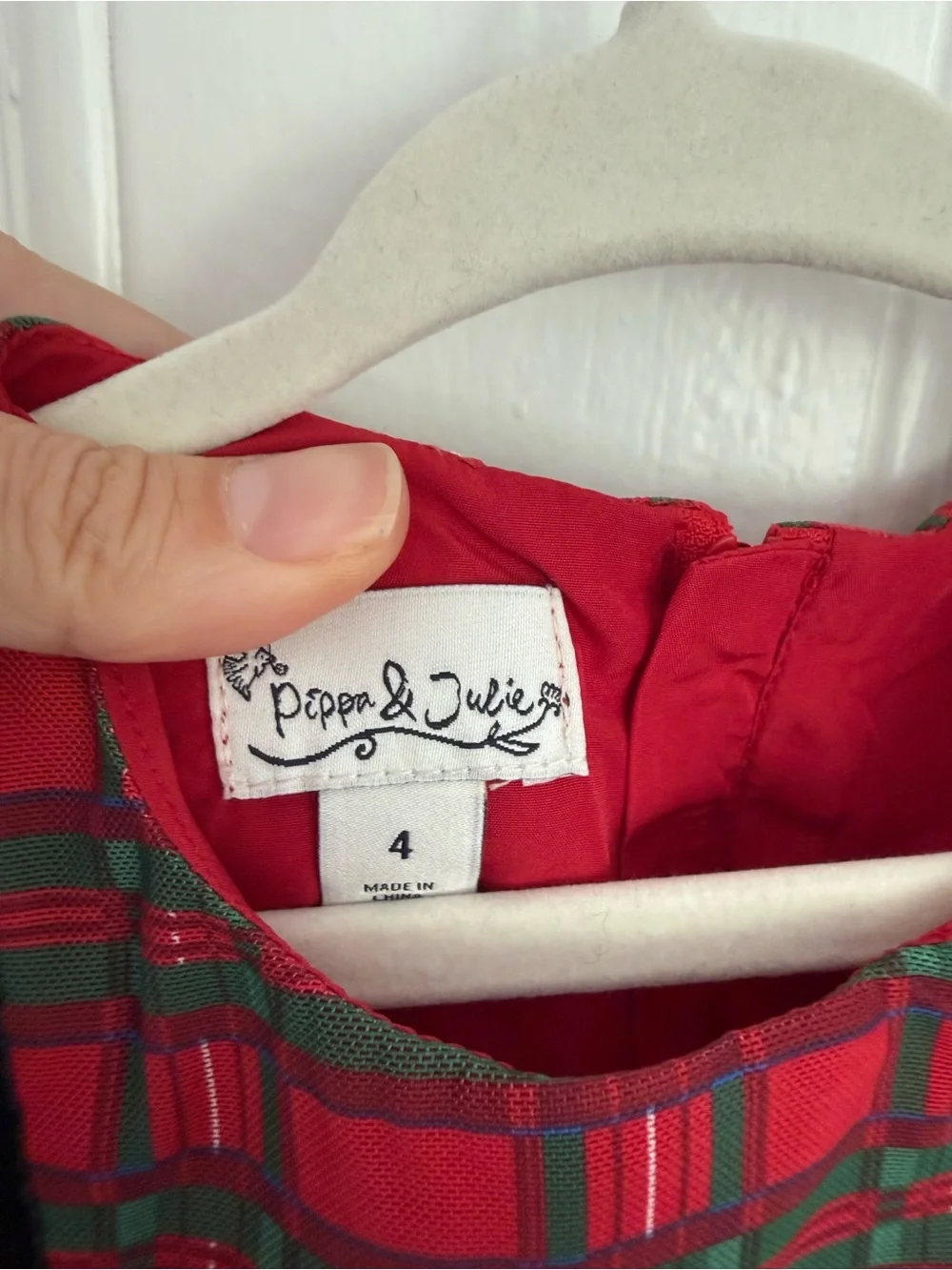 Pippa & Julie Red and Green Plaid Ruffle Holiday Dress